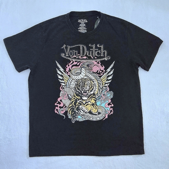 Von Dutch Other - Von Dutch Snarling Tiger🐅 and Gaping Cobra🐍 Graphic Tee👕  - NWT